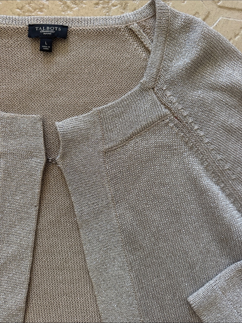 Talbots Beige Open-Front Knit Cardigan - Picture 3 of 6
